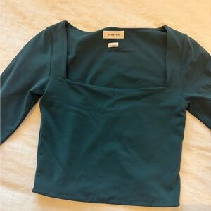 Aritzia Babaton Contour Cropped Squareneck Longsleeve in Dark Green
